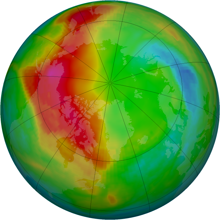 Arctic ozone map for 29 January 1989